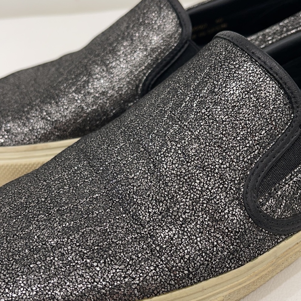SAINT LAURENT Silver Croc Effect Sneakers Sz 40 - Picture 4 of 6